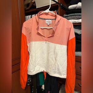 Juicy Couture Pink and Orange Colorblock Cropped Sweatshirt